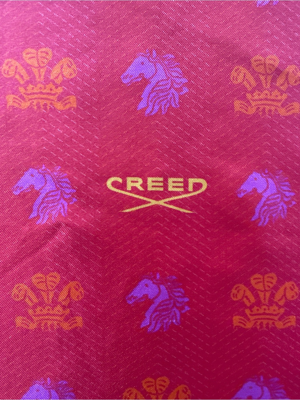 CREED Fragrance House Plume Logo & Horse Print Silk Pocket Square & Scarf 19x19